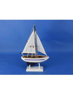 Barco de Madera Modelo Pacific Sailer Azul 22.86 cm Hampton Nautical 2