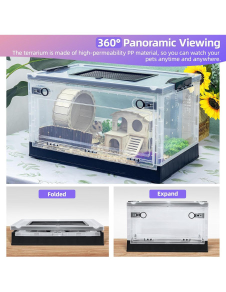 Jaula Plegable para Hámsters RunDuck Negra 40.6x30.5x24.1 cm