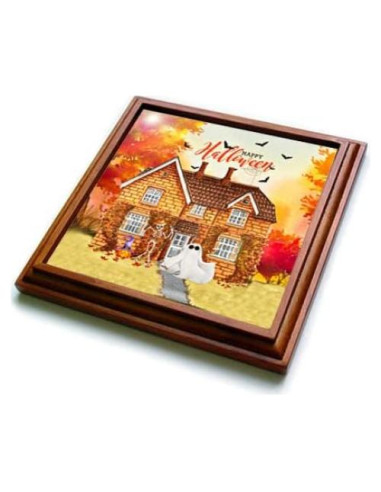 Trivete Halloween 3dRose con Murciélagos y Calabaza 20.32 cm