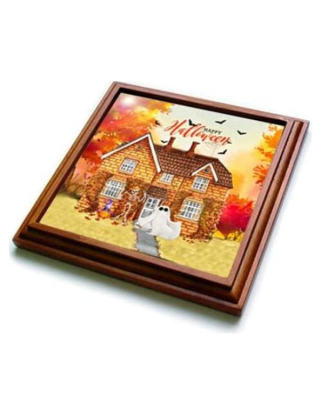 Trivete Halloween 3dRose con Murciélagos y Calabaza 20.32 cm