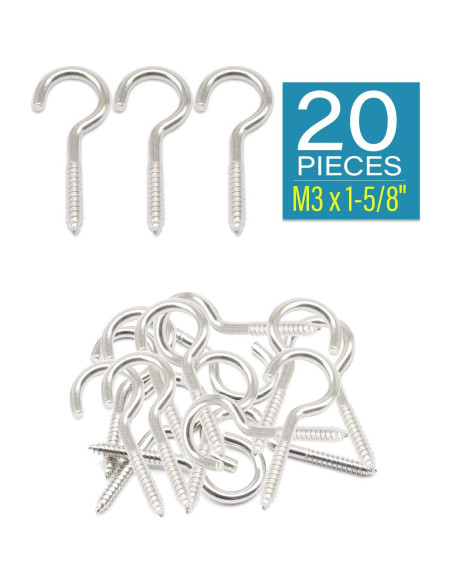 20 Tornillos Ojos Acero Inoxidable 304 M3 4.1 cm IMScrews