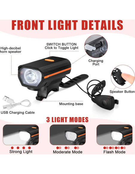 Conjunto de Luces LED para Bicicleta Hanaive TE3533 4 Juegos