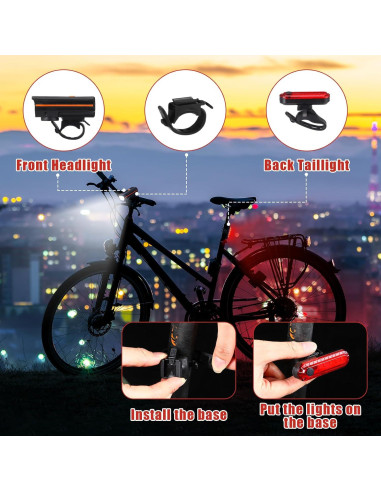 Conjunto de Luces LED para Bicicleta Hanaive TE3533 4 Juegos