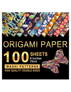 Papel Washi Japonés PaperKiddo para Origami 100 Hojas 15x15 cm