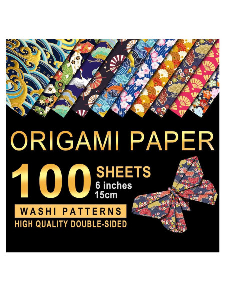 Papel Washi Japonés PaperKiddo para Origami 100 Hojas 15x15 cm