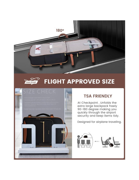 Mochila de Viaje LOVEVOOK 40L Unisex Aprobada por Aerolíneas