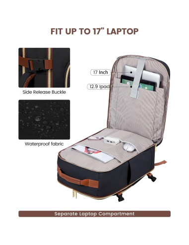 Mochila de Viaje LOVEVOOK 40L Unisex Aprobada por Aerolíneas