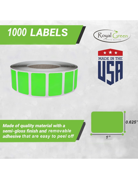 Etiquetas Removibles Rectangulares Royal Green 1000 Piezas 25.5x16mm