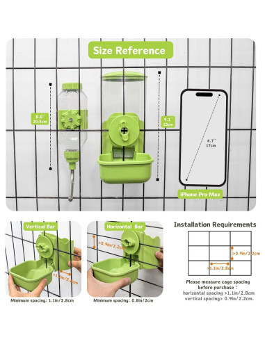 Dispensador Automático de Agua y Comedero Kassiva Verde 0.5L