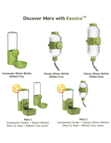 Dispensador Automático de Agua y Comedero Kassiva Verde 0.5L