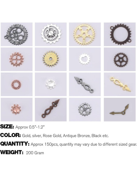 Colgantes Engranajes Steampunk BigOtters 200g - Mezcla de Colores Colgantes Engranajes Steampunk BigOtters 200g - Mezcla de Colores