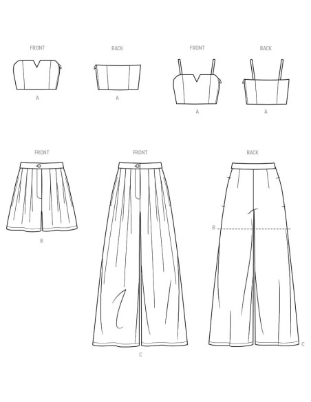 Patrón de Costura McCall's ME2028 para Top Corto y Pantalones