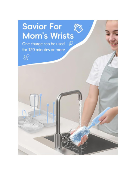 Limpiador Eléctrico de Botellas YASEW 2000mAh Azul