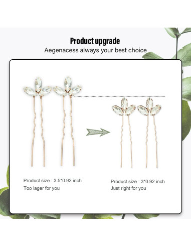Horquillas de boda Aegenacess oro rosa con rhinestone 5PCS
