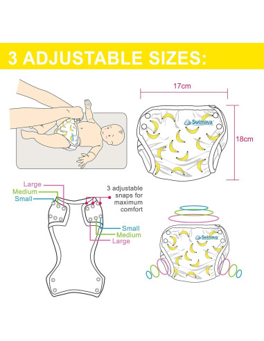 Pañal de Natación Swimava S1 Reutilizable para Bebés 8-14 kg