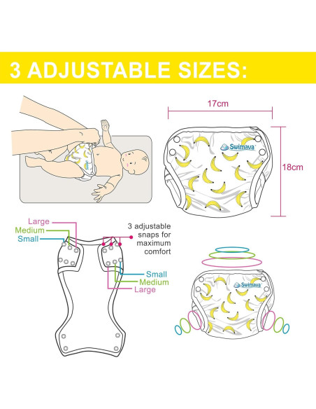 Pañal de Natación Swimava S1 Reutilizable para Bebés 8-14 kg