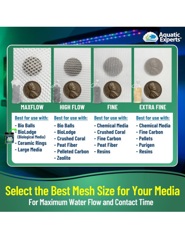 Bolsas de Medios de Acuario Aquatic Experts 150 Micrones 4 Pzas