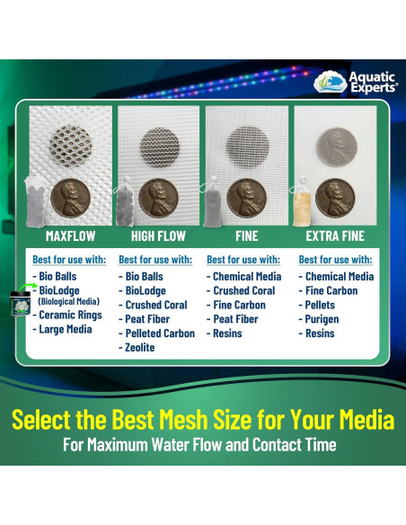 Bolsas de Medios de Acuario Aquatic Experts 150 Micrones 4 Pzas