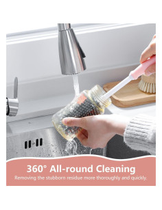 Cepillo de Limpieza 3-en-1 Zooawa para Botellas Bebé Rosa 2