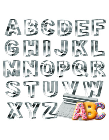 Juego de Cortadores de Galletas Alfabeto Bakerpan 26 Piezas 8.89 cm