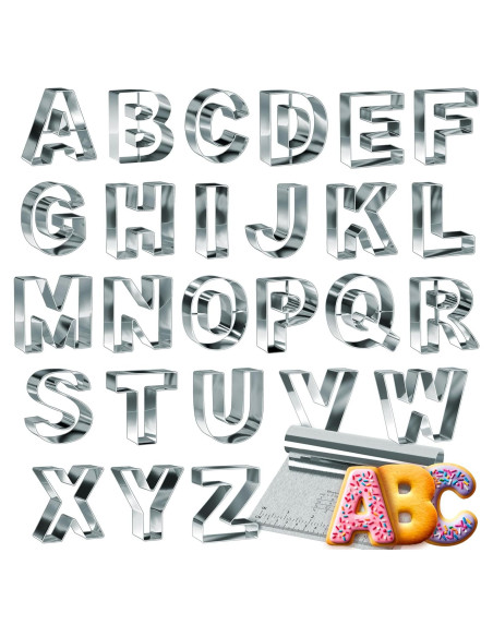 Juego de Cortadores de Galletas Alfabeto Bakerpan 26 Piezas 8.89 cm