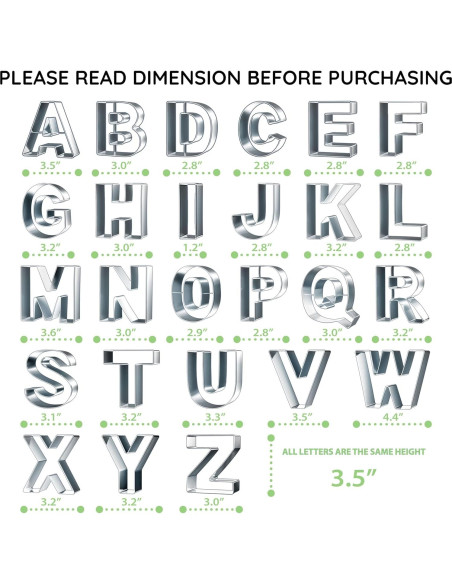 Juego de Cortadores de Galletas Alfabeto Bakerpan 26 Piezas 8.89 cm