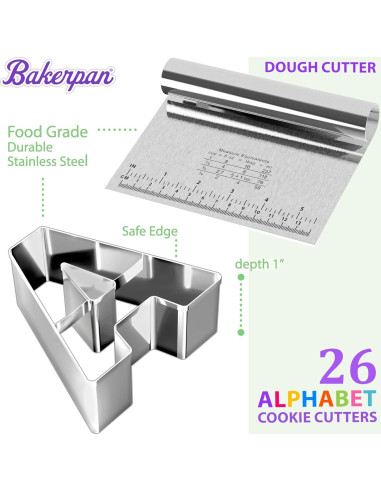 Juego de Cortadores de Galletas Alfabeto Bakerpan 26 Piezas 8.89 cm