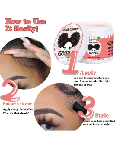 Cera de Control de Bordes Goiple 4oz Durazno Dulce Fijación Fuerte