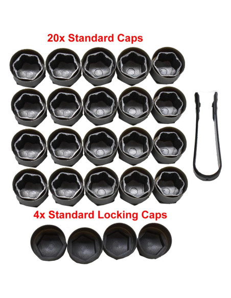 Tapas Centrales de Rueda XUKEY para Audi - 20pcs 25mm Negro