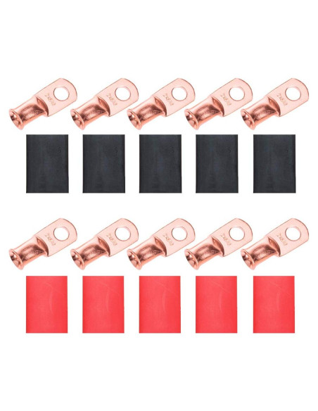 Paquete de 10 terminales de anillo de cobre RockDIG 2 AWG 5/16"
