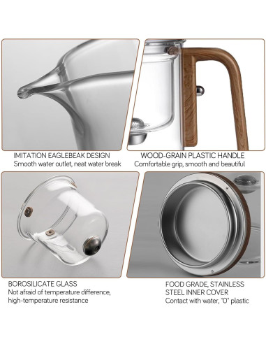 Tetera de Vidrio Enchanti 600ml con Infusor y Colador