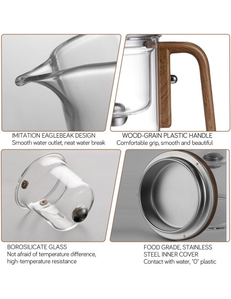 Tetera de Vidrio Enchanti 600ml con Infusor y Colador