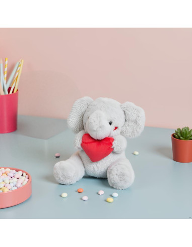 Animal de Peluche Elefante Pearhead con Corazón Rojo - 14.6 cm