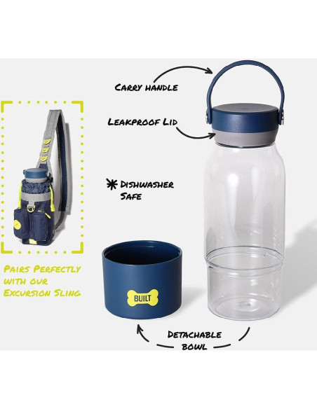 Botella de Tritan para Perros 1.0L con Bol 350ml Navy