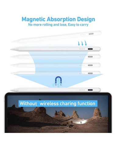 Lápiz Stylus para iPad 2018-2024 XVZ, Carga Rápida, Rechazo de Palma