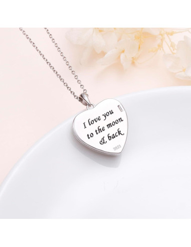 Collar Medallón Corazón Plata Esterlina 925 con Fotos Personalizadas