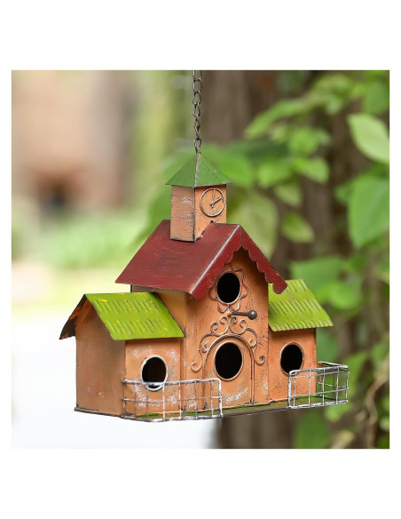 Casa para Aves de Metal MOCOME con Torre del Reloj 4 Huecos