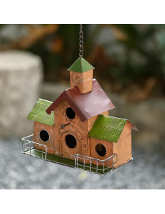 Casa para Aves de Metal MOCOME con Torre del Reloj 4 Huecos 2