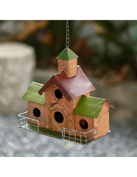 Casa para Aves de Metal MOCOME con Torre del Reloj 4 Huecos