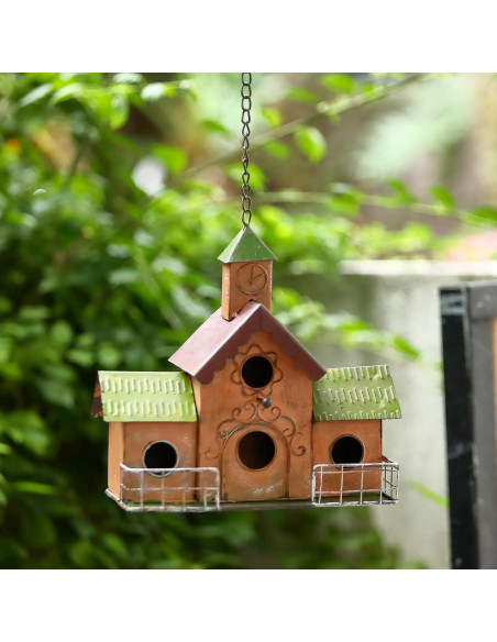 Casa para Aves de Metal MOCOME con Torre del Reloj 4 Huecos