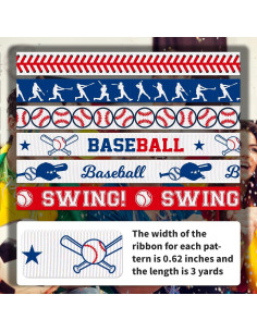 Cinta de Béisbol NUVCELKA - 6 Rollos Grosgrain 1.6 cm x 2.74 m 2