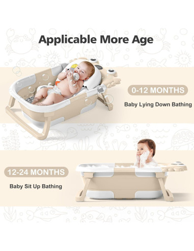 Bañera Plegable para Bebés Wiqins con Termómetro Beige