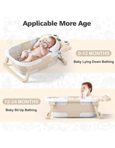 Bañera Plegable para Bebés Wiqins con Termómetro Beige