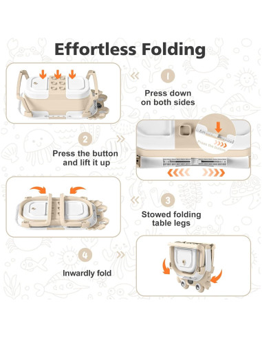 Bañera Plegable para Bebés Wiqins con Termómetro Beige