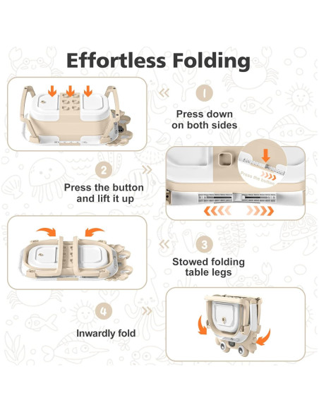 Bañera Plegable para Bebés Wiqins con Termómetro Beige