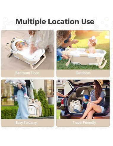 Bañera Plegable para Bebés Wiqins con Termómetro Beige