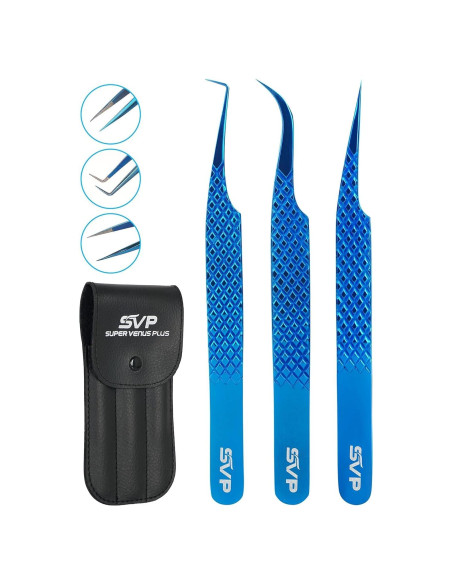 Juego de Pinzas para Pestañas SUPER VENUS - 5 Piezas Acero Inoxidable Juego de Pinzas para Pestañas SUPER VENUS - 5 Piezas Acero Inoxidable