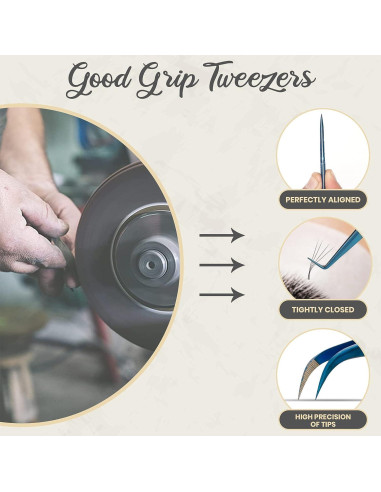 Juego de Pinzas para Pestañas SUPER VENUS - 5 Piezas Acero Inoxidable