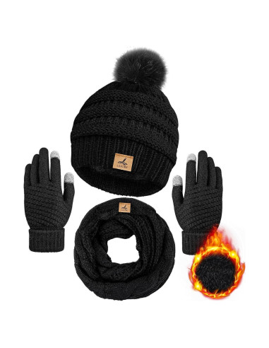 Conjunto de Invierno LOROME: Gorro, Bufanda y Guantes Táctiles