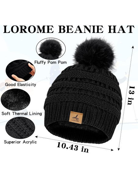 Conjunto de Invierno LOROME: Gorro, Bufanda y Guantes Táctiles